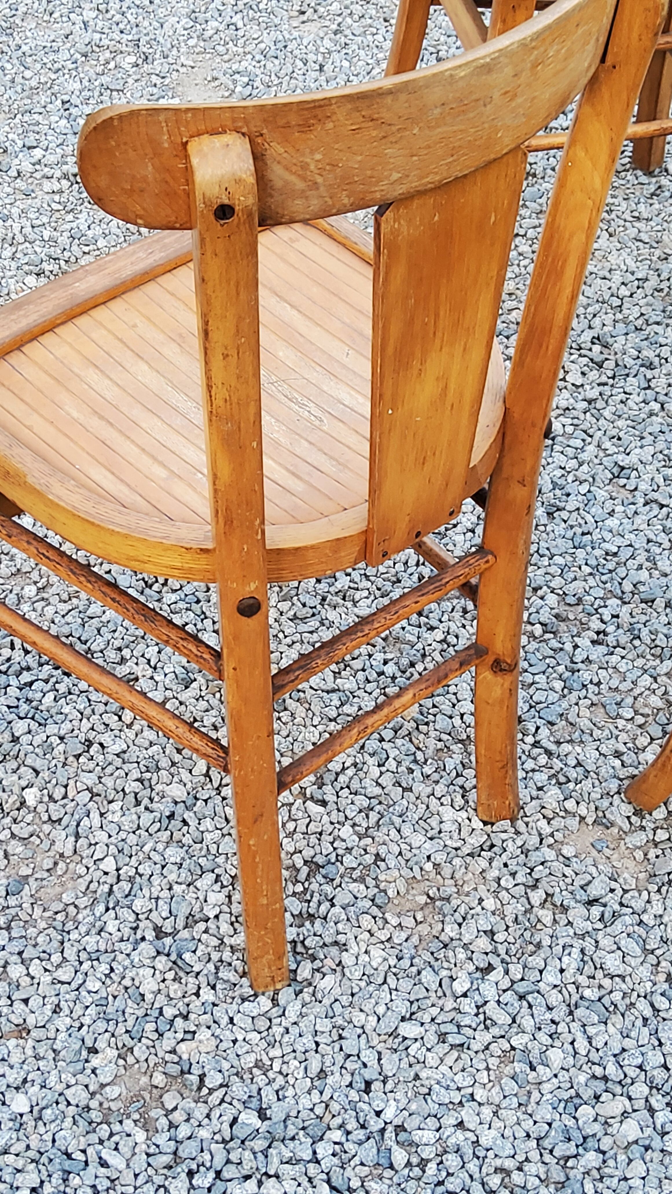 Set of 4 bistro chairs in beech and blond oak from the 50s