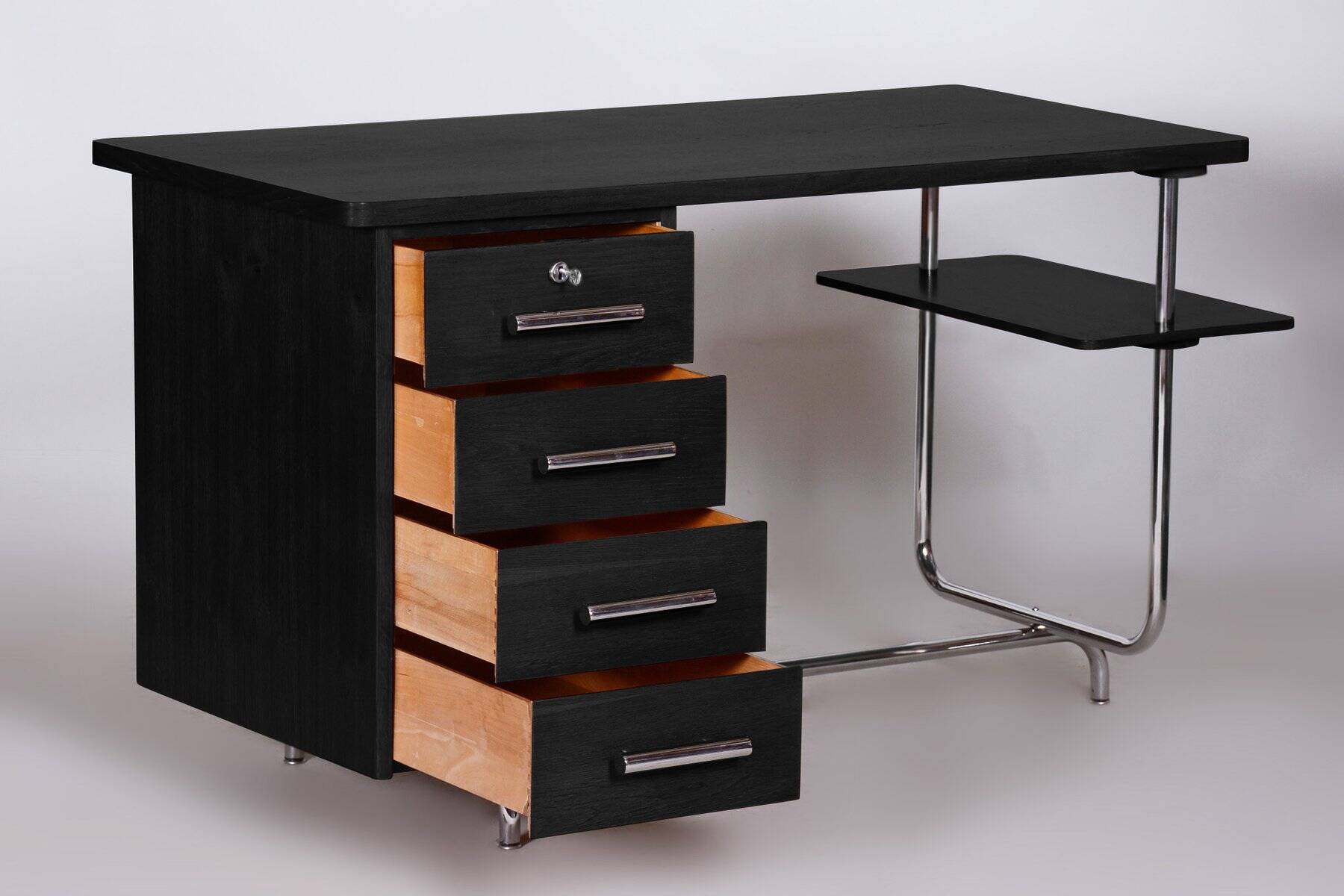 Czech Bauhaus Oak Writing Desk attributed to Jindrich Halabala for Up Závody, 1930s