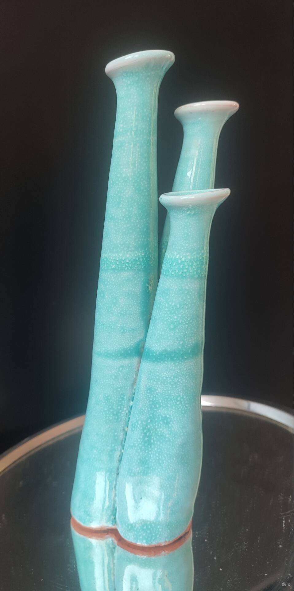 "Organ" triple soliflore vase in artisanal ceramic
