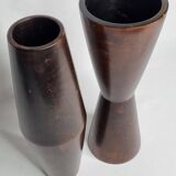 Paire de vases design en bambou, vintage, années 80, 30 cm