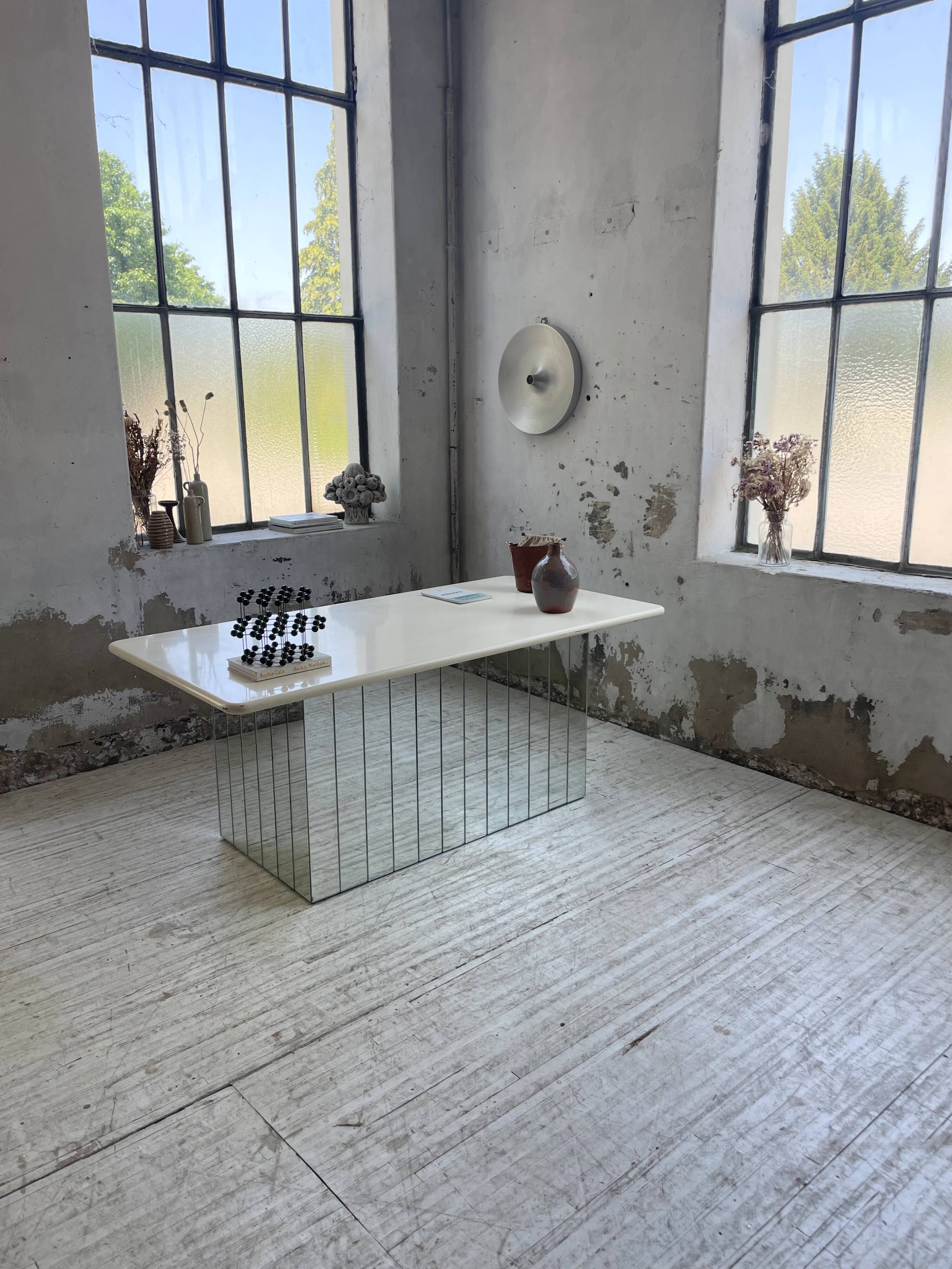 80s lacquered desk and mirror