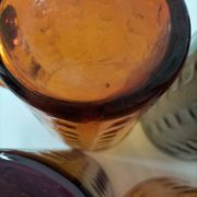 Set of 4 coloured pressed glass mugs, vintage style.