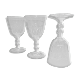 Set of 3 old crystal glass sote flat double balustre taste Baccarat Gondole