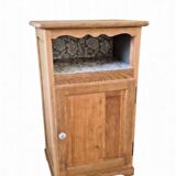 Antique English bedside table in solid wood, refurbished.