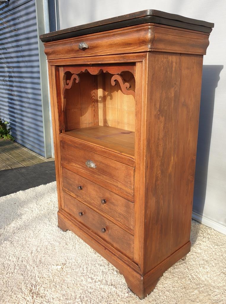 High chest of drawers furniture XIXth with niche