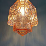 Art Deco pendant light in pale pink glass, 1920s-30s