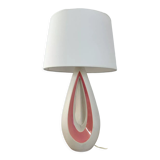 Organic design lamp in white and pink ceramic circa 1950