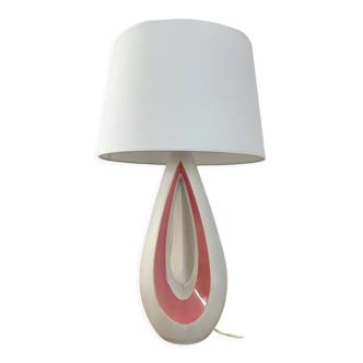 Organic design lamp in white and pink ceramic circa 1950