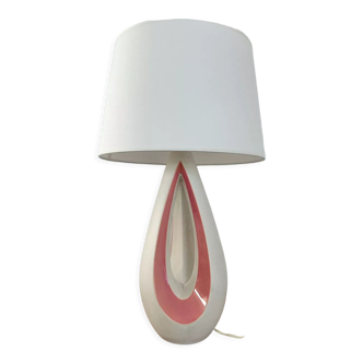 Lampe organique en céramique blanche et rose vers 1950