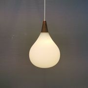 Large hanging lamp in white opal glass with brass top. Danish and estimated from the 1970s.