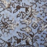 Turkish All-Over Floral Light Blue Vintage Runner Rug, 61x207Cm