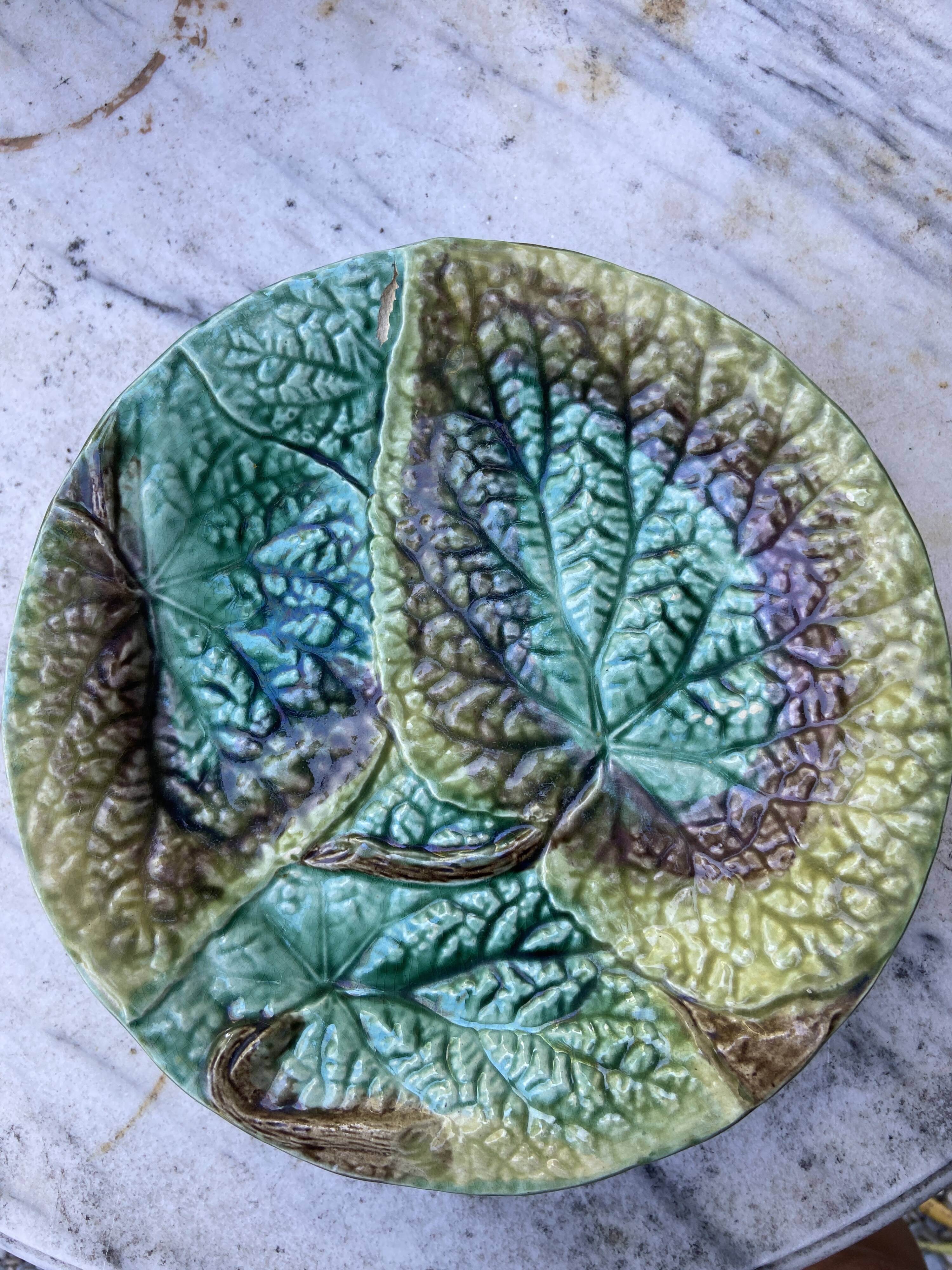Set 8 slush plates with leaf decoration