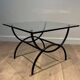 Pair of Black Lacquered Wrought Iron and Glass Side Tables, French Work