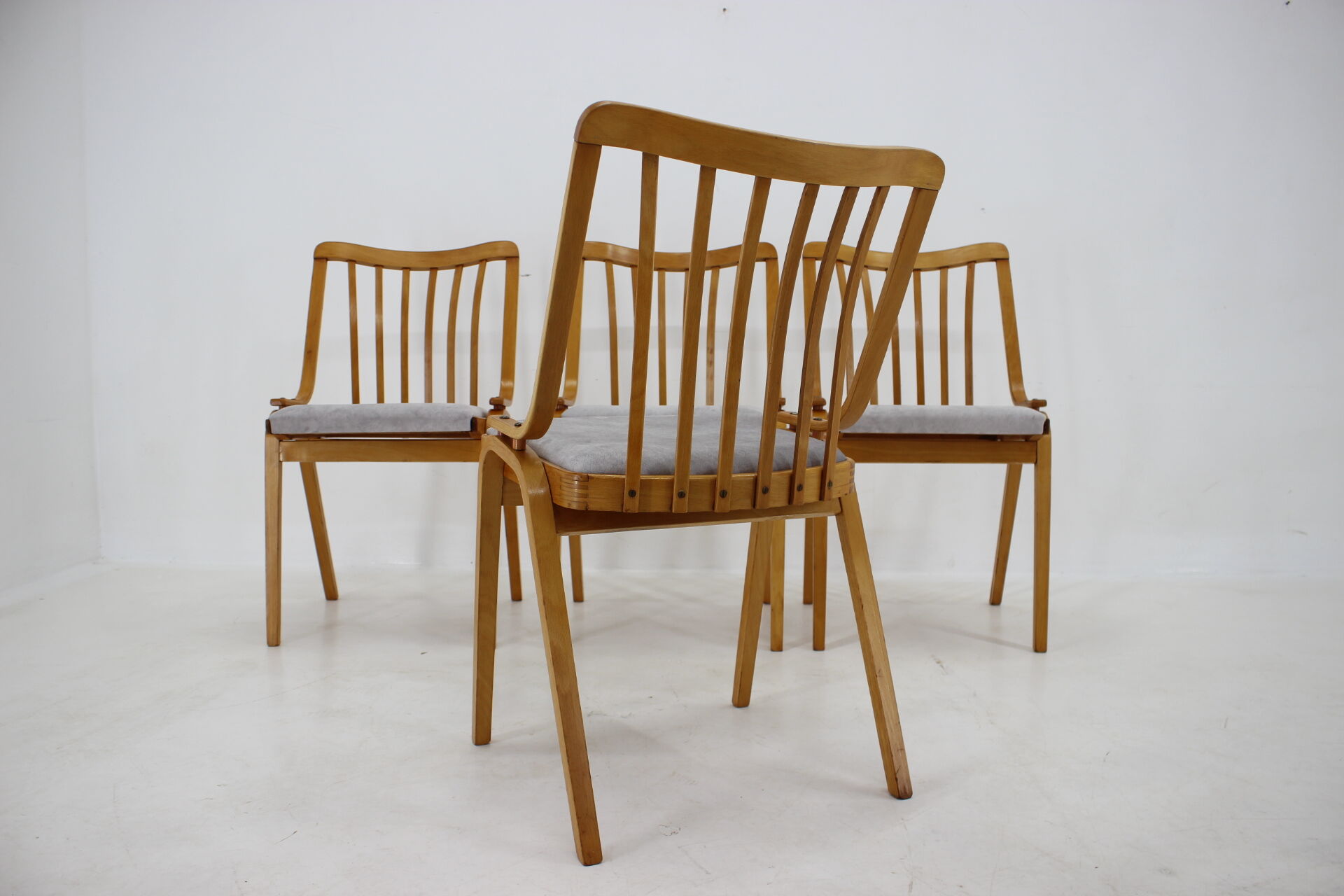 1960s beech dining chairs Czechoslovakia