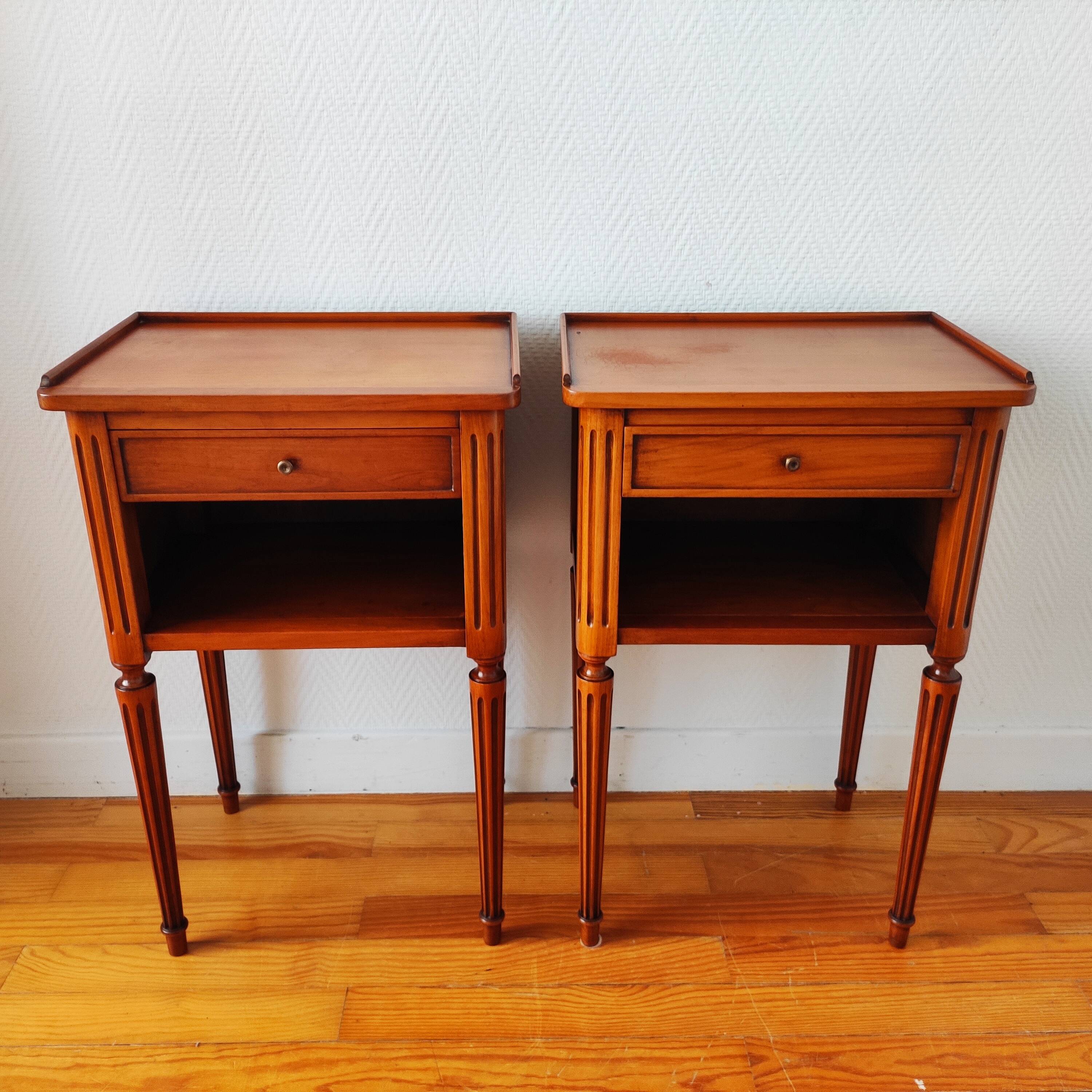 Pair of Louis XVI style bedside tables