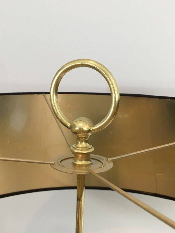 Floor lamp in brushed steel and brass. In the style of Maison Charles