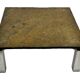 Table basse carrée plateau en pierre et piètement en acier chromé - années 60
