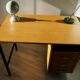 Desk 60's vintage modernist style, wood and steel