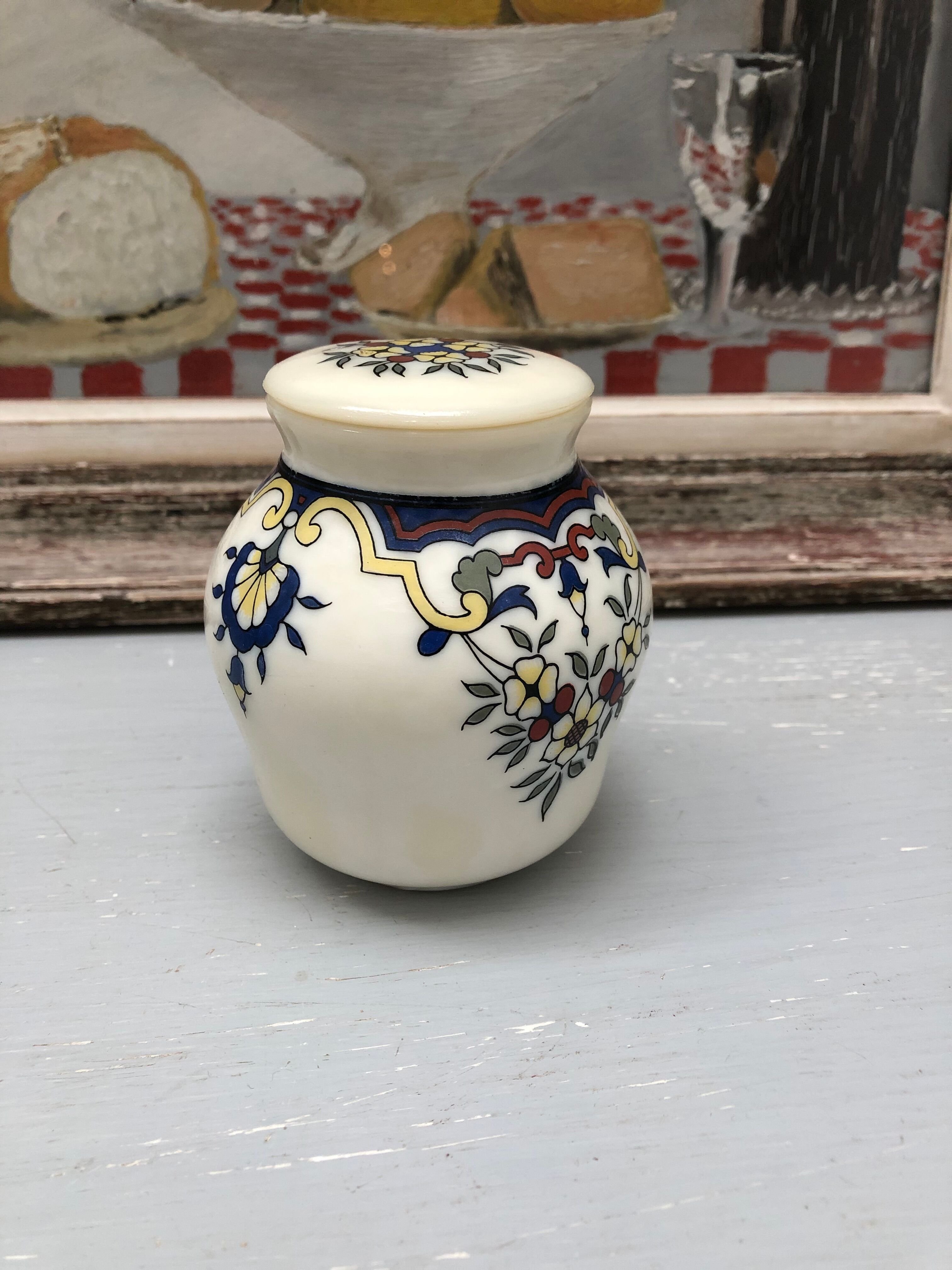 Mustard pot bocquet yvetot with flower pattern