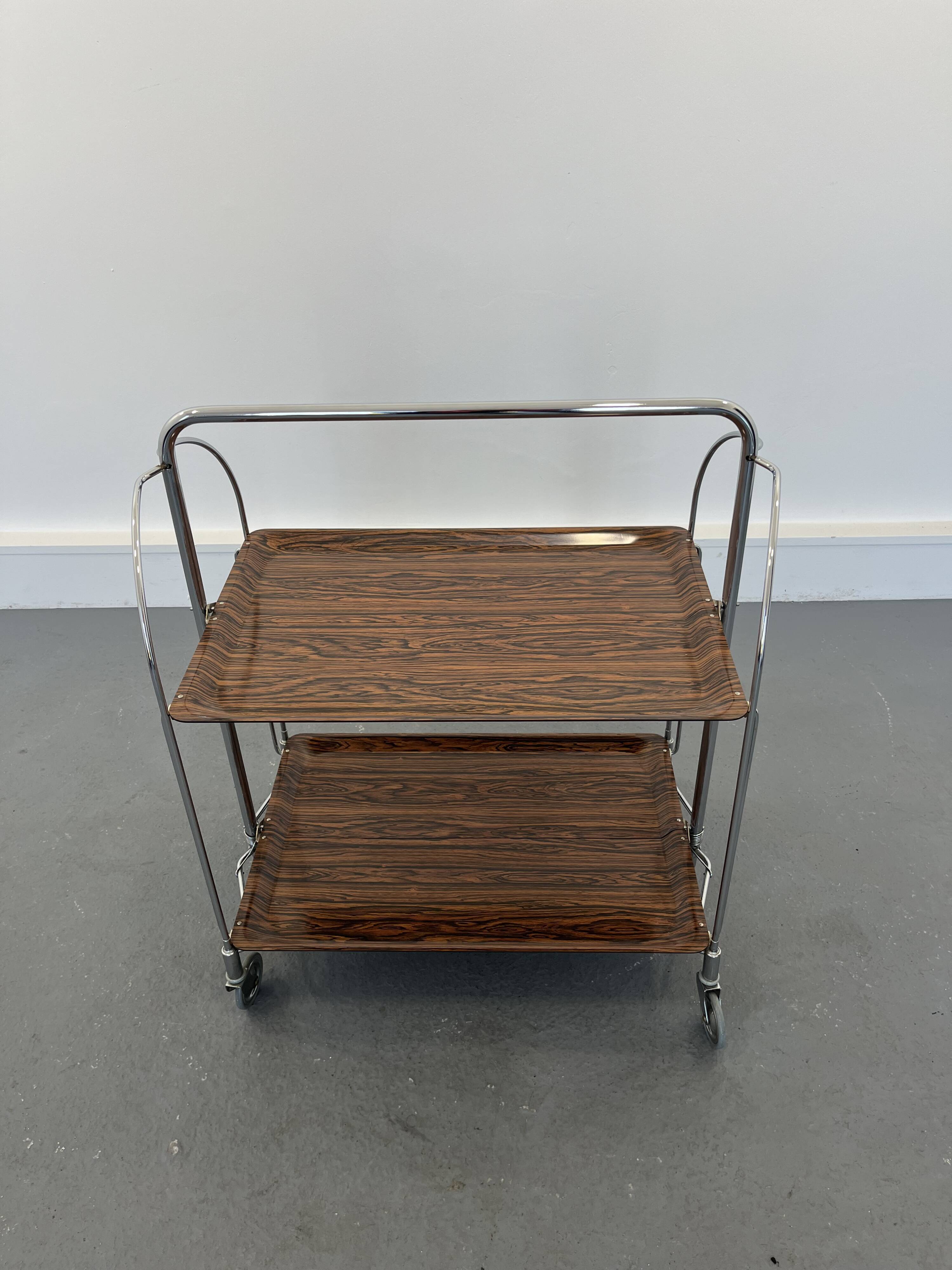 Mid-century foldable serving trolley from bremshey solingen,1960s