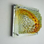 Murano Mazzega orange wall light, ice cube effect, Italy, 1970