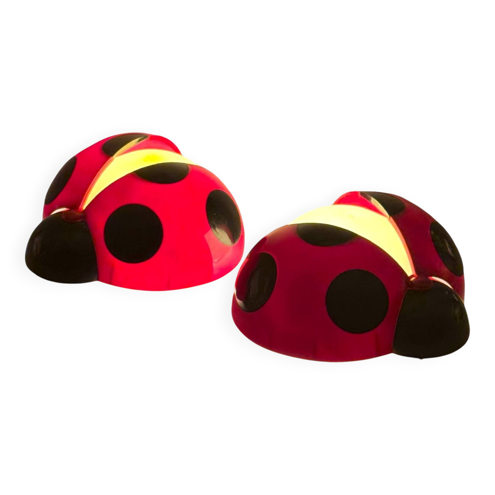 Pair of Lucinelle Ladybug Lamps by Vitrac – Wall/Table, 1970s France