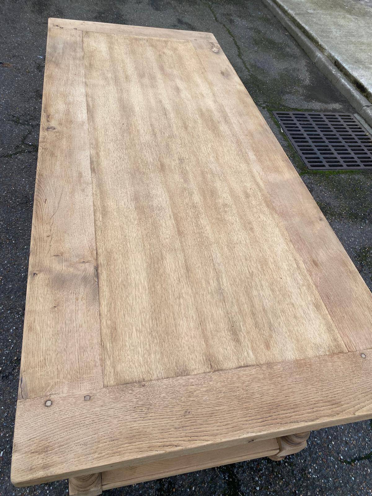Renovated extendable farmhouse dining table in solid oak, 19th century, 200-300cm.
