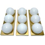 3 vintage limburg sconces, bronze gilded with fine gold, glass