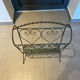Vintage wrought iron magazine rack in green - 50s style