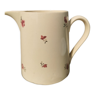 Badonviller earthenware pitcher decorated with rose