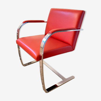 Armchair Knoll Brno design Lidwig Mies Van Der Rohe red leather