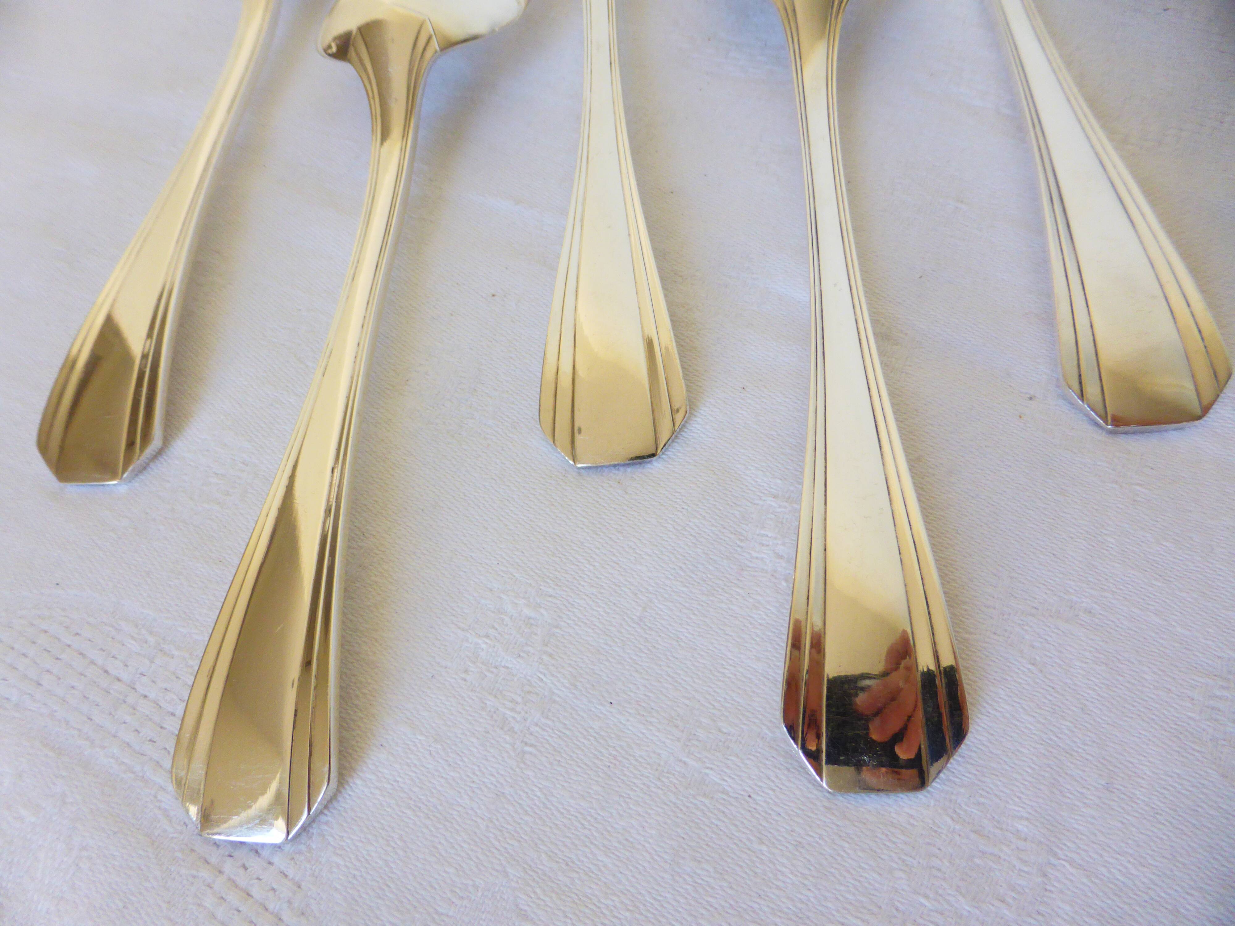 5 Christofle Art Deco style silver-plated soup spoons 2106257