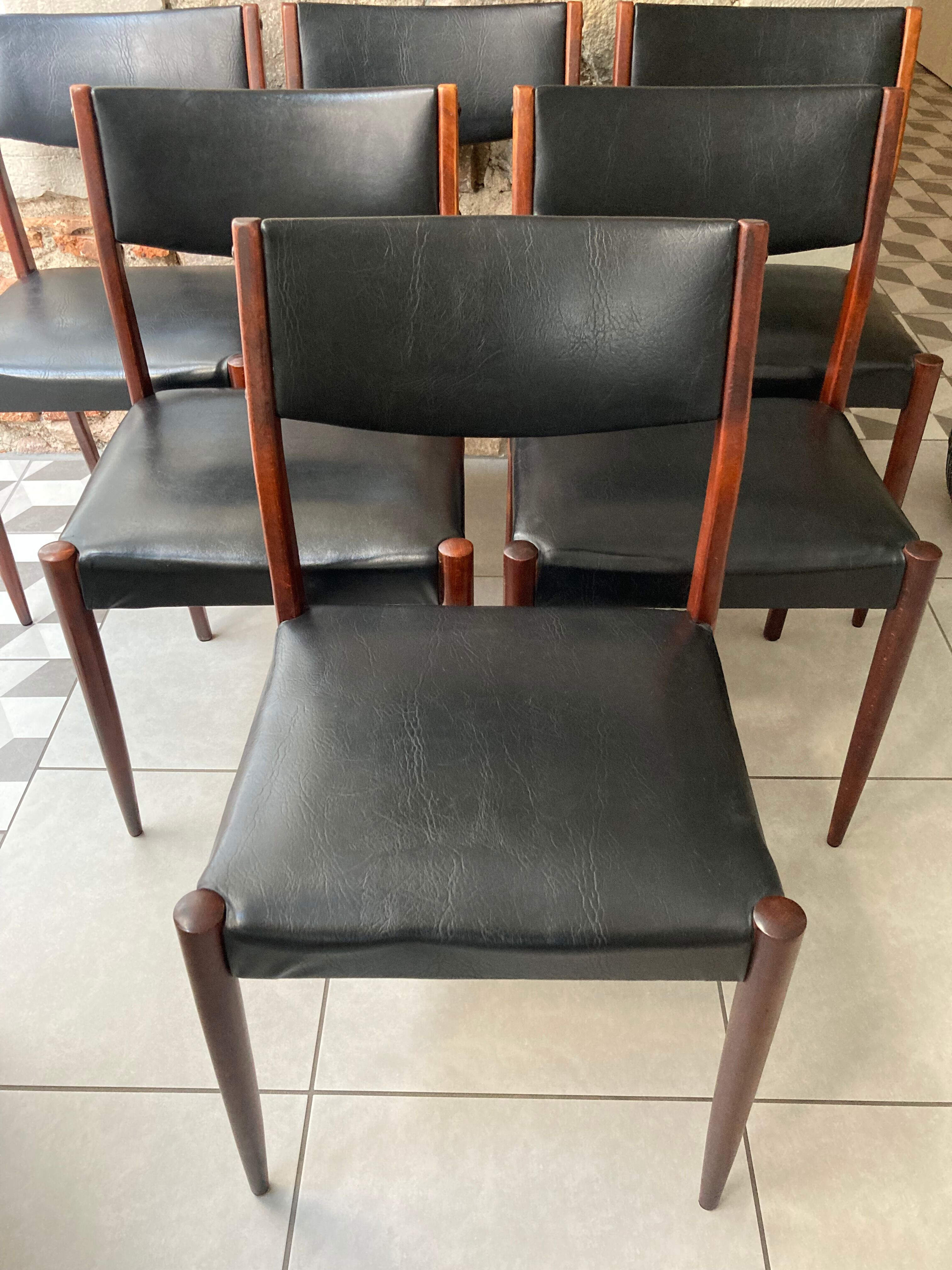 Set of 6 scandinavian chairs skaï black