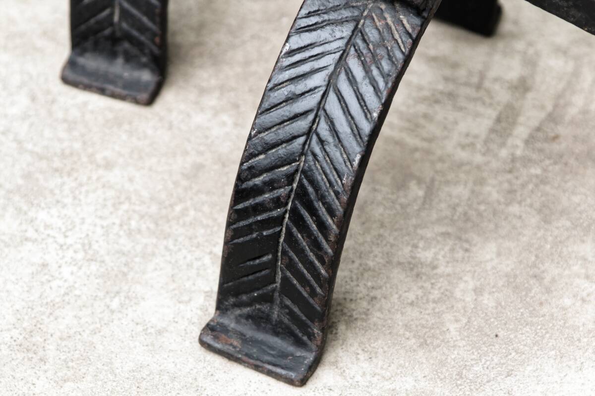 Pair of wrought iron andirons; 17th century