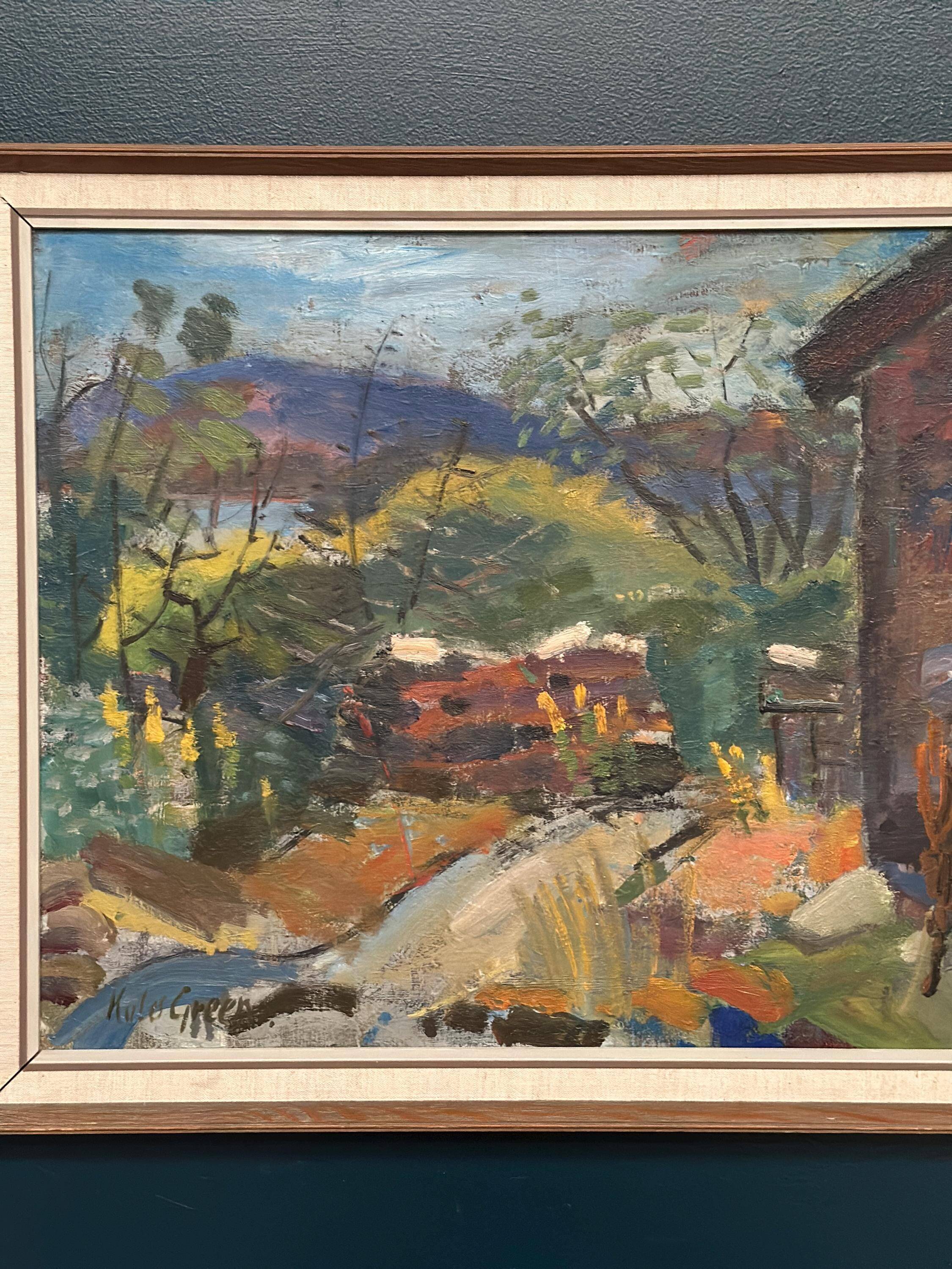 Original Swedish Oil on Panel – “Landskap” by Kulo Green – Signed – Vintage