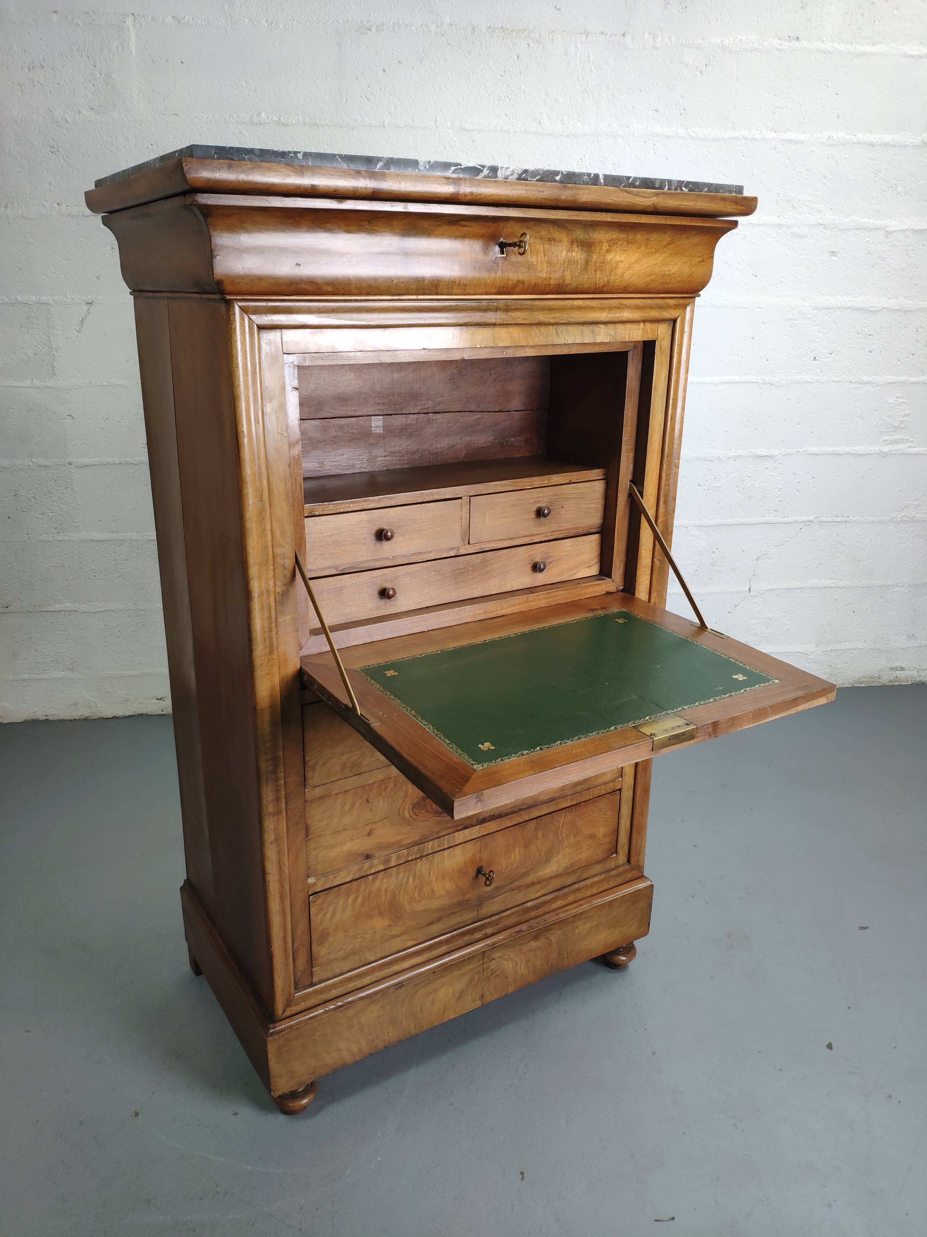 Secretary style Louis Philippe in walnut bramble