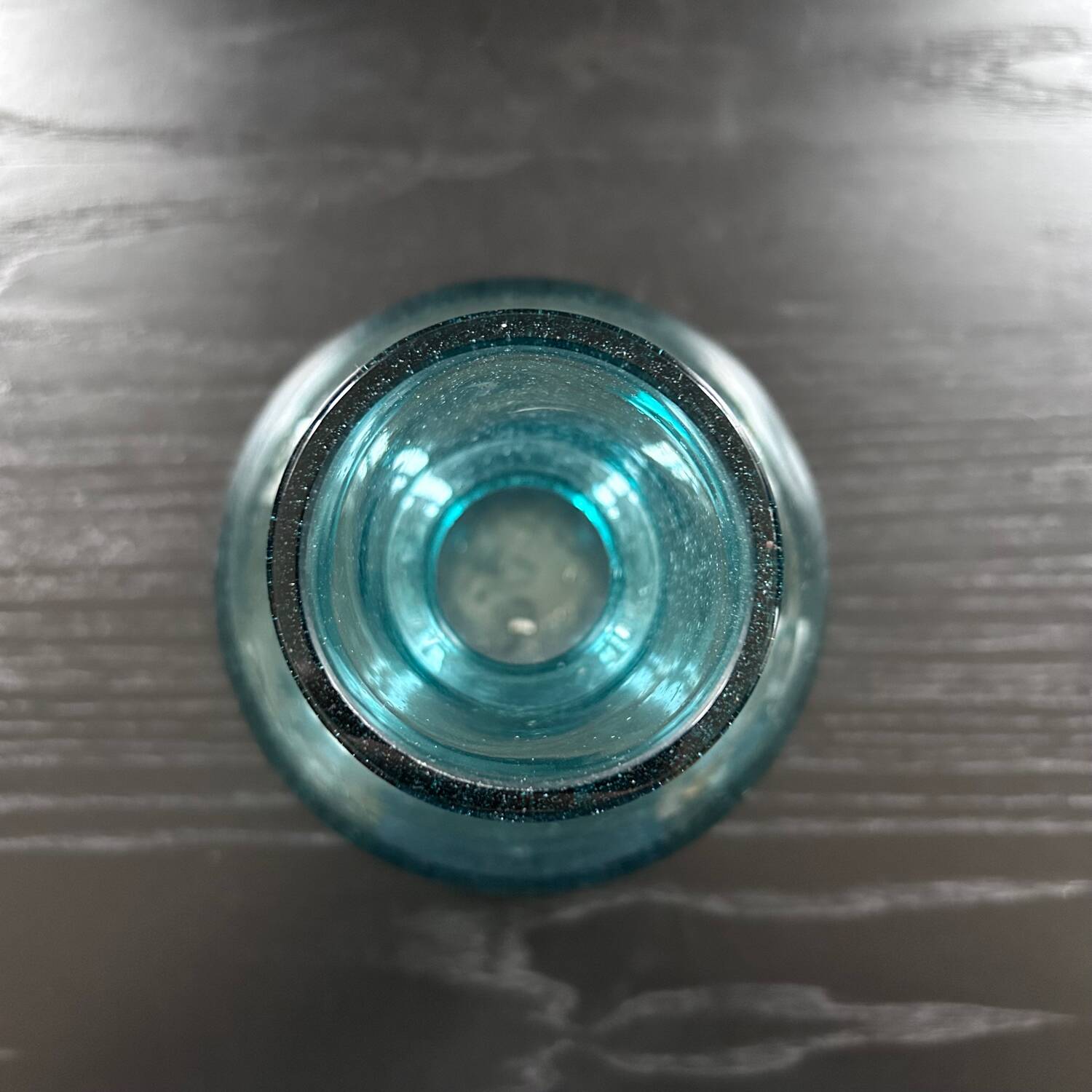 Bubbled glass style blue vase