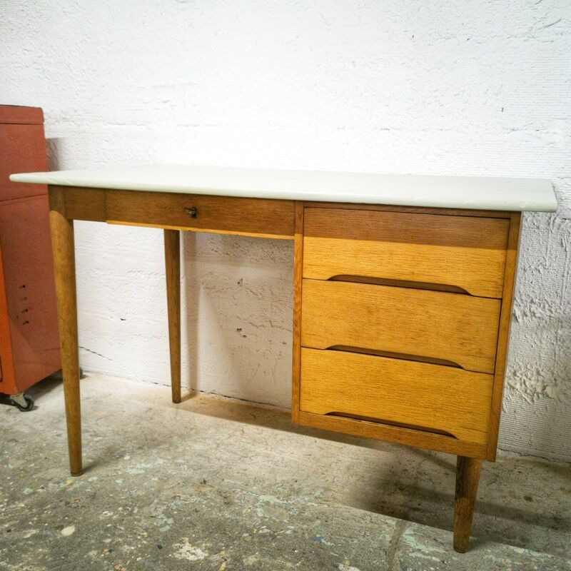 Scandinavian desk in vintage oak