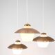 Vintage three-arm ceiling pendant – opal glass and brass – Bent Karlby –1950/60s