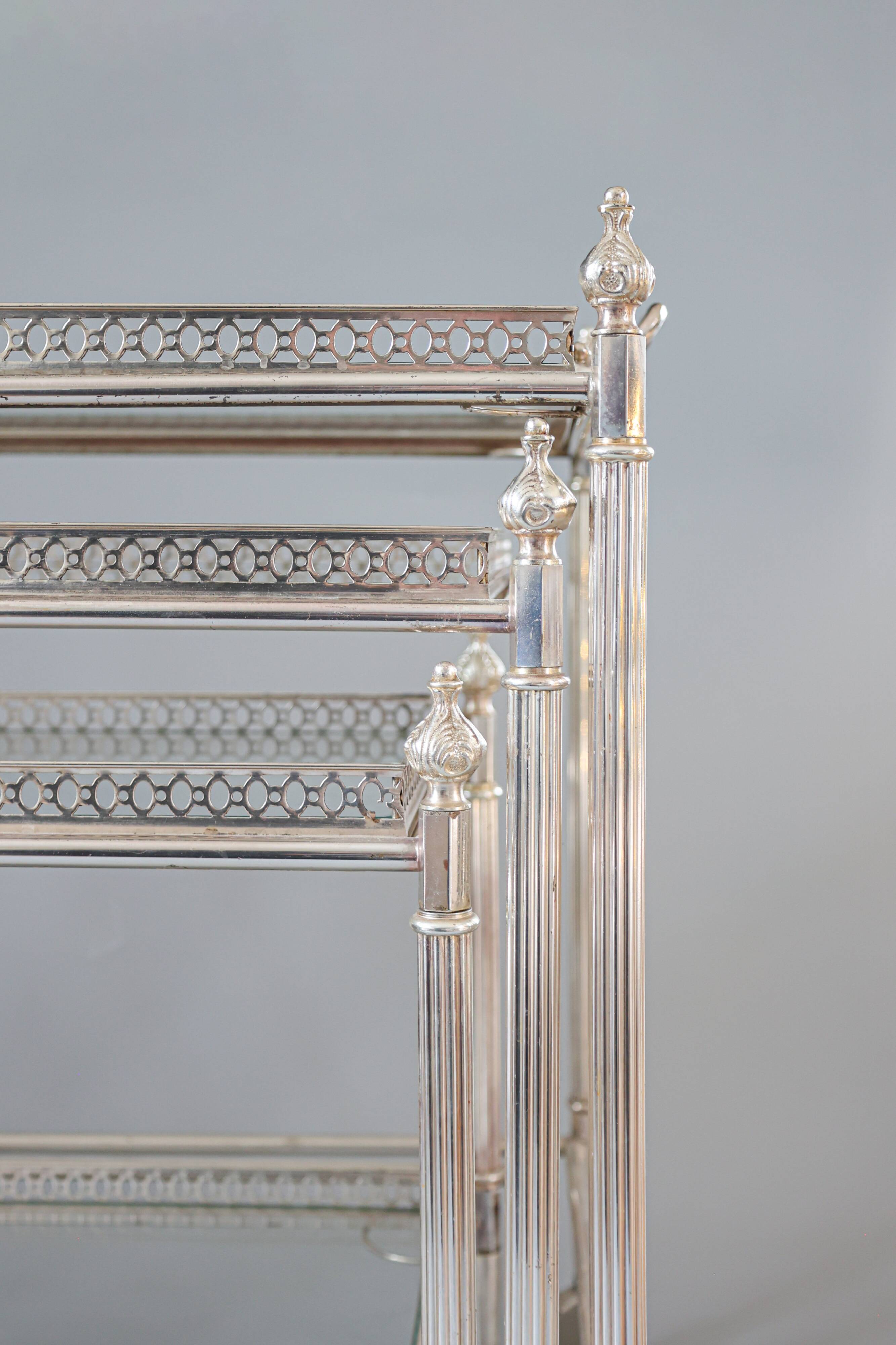 French neoclassical style nest of bar carts, 1960s.