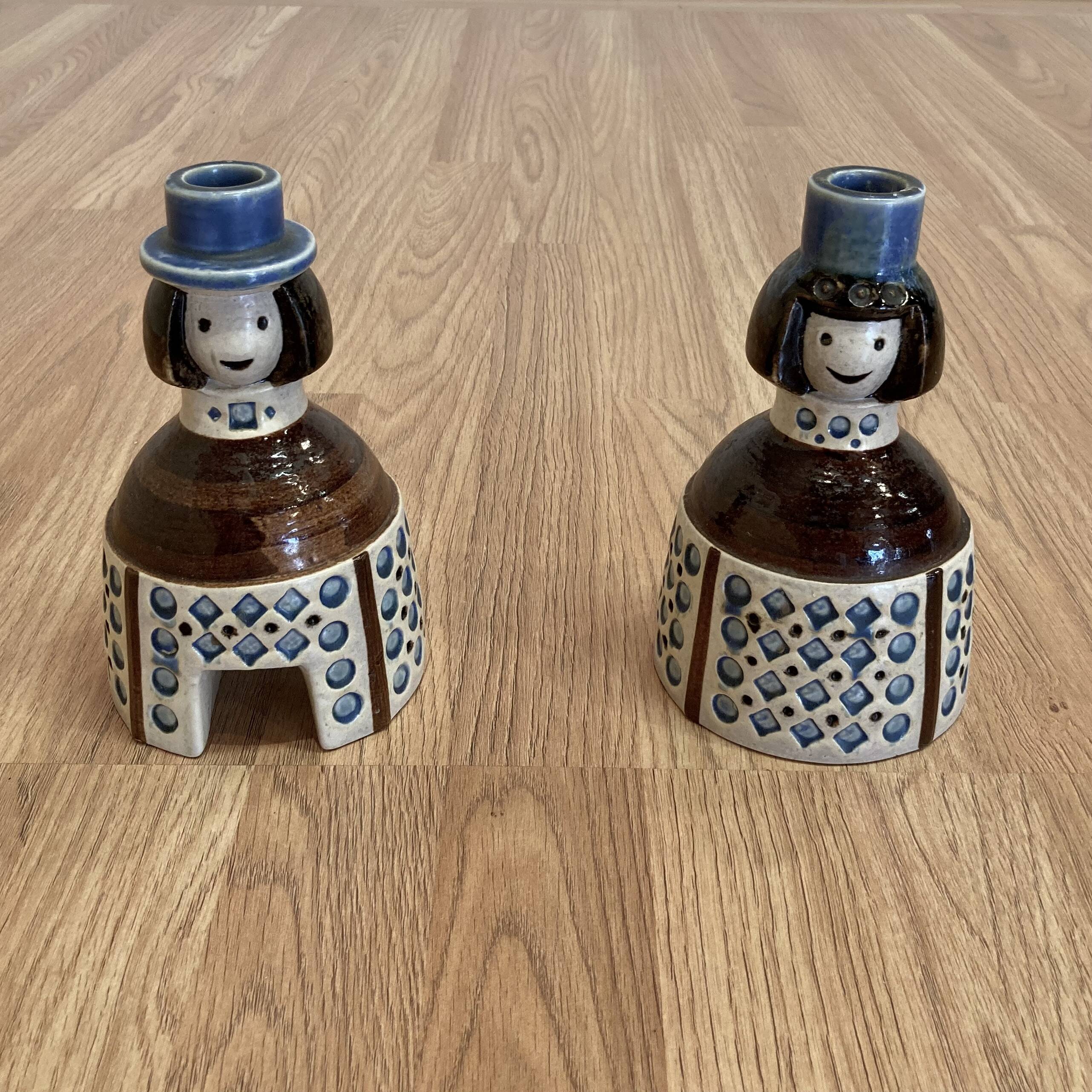 A PAIR OF CANDLEHOLDERS SIGNED "SCANDINAVIAN DESIGN" 1950.