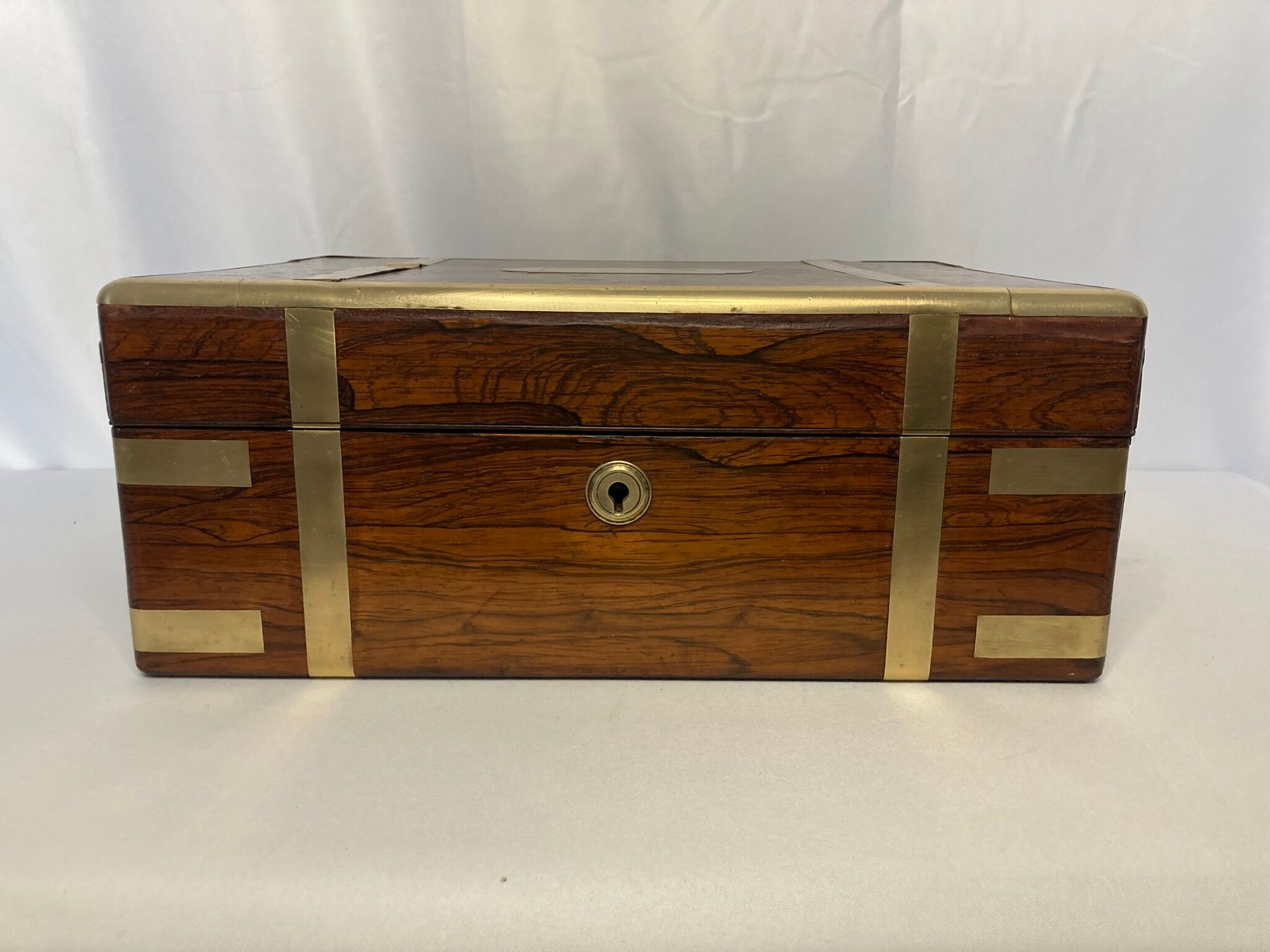 Old travel box solid mahogany writing board and nineteenth century brass