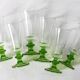 Ensemble de 6 verres vintage à pieds verts / flûtes à liqueur rares des années 50