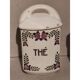 5 old art deco pots in vintage ceramic with spices, flour, pepper, coffee, tea, sugar