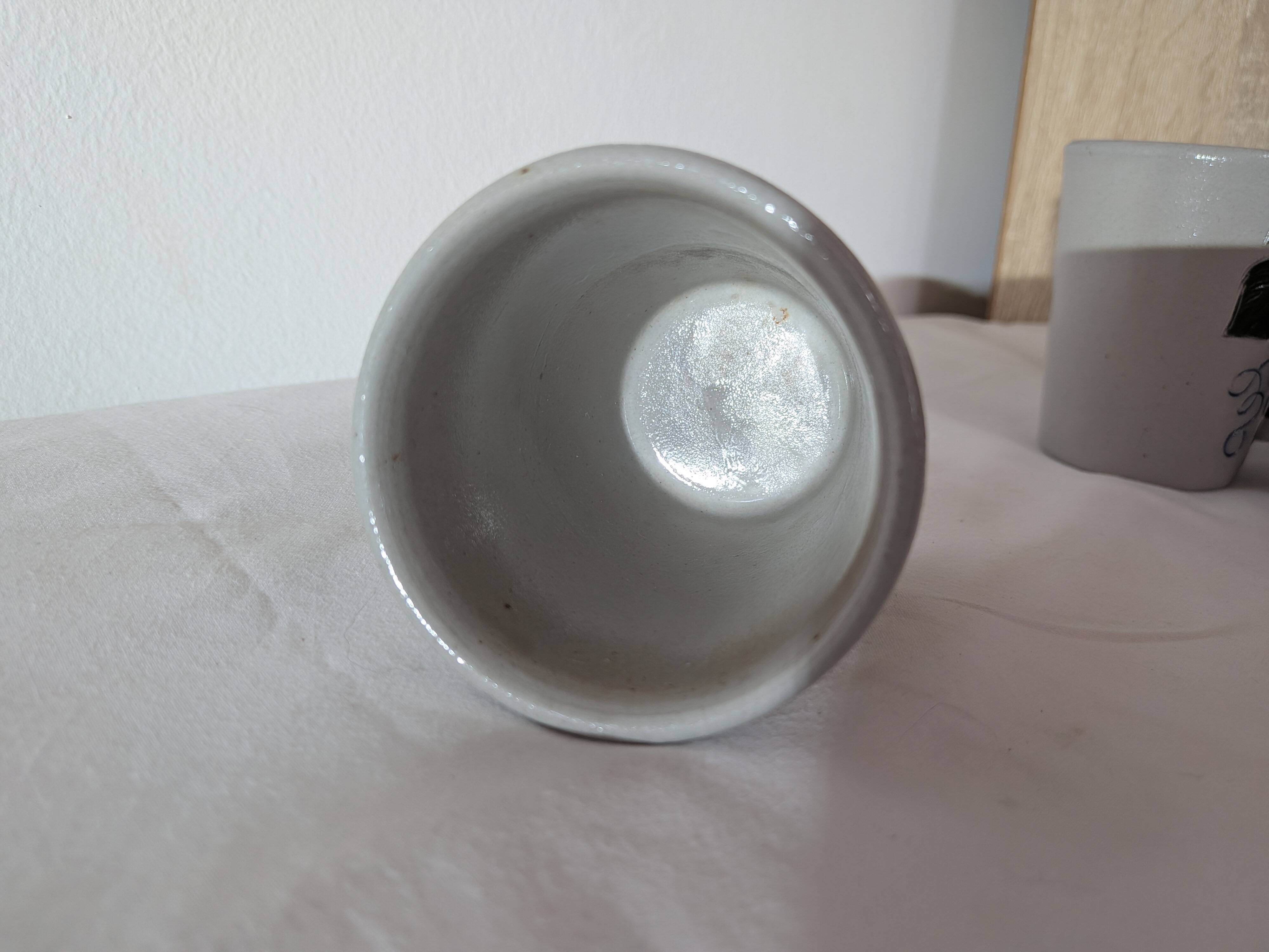 Gobelet vintage Fortuné Schmitter - Betschdorf - décor cigogne grise