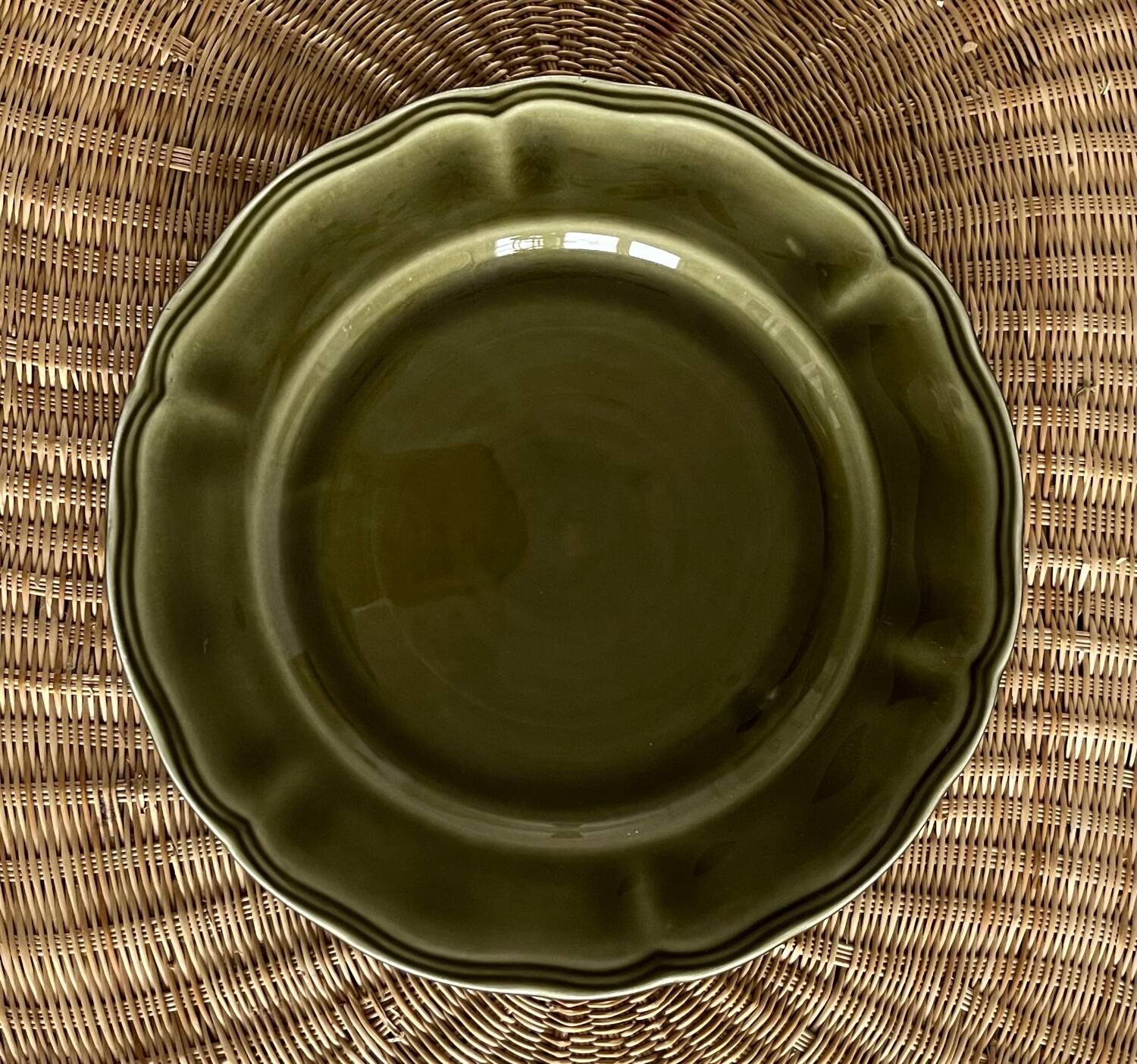 5 Lunéville Moss Green dessert plates.