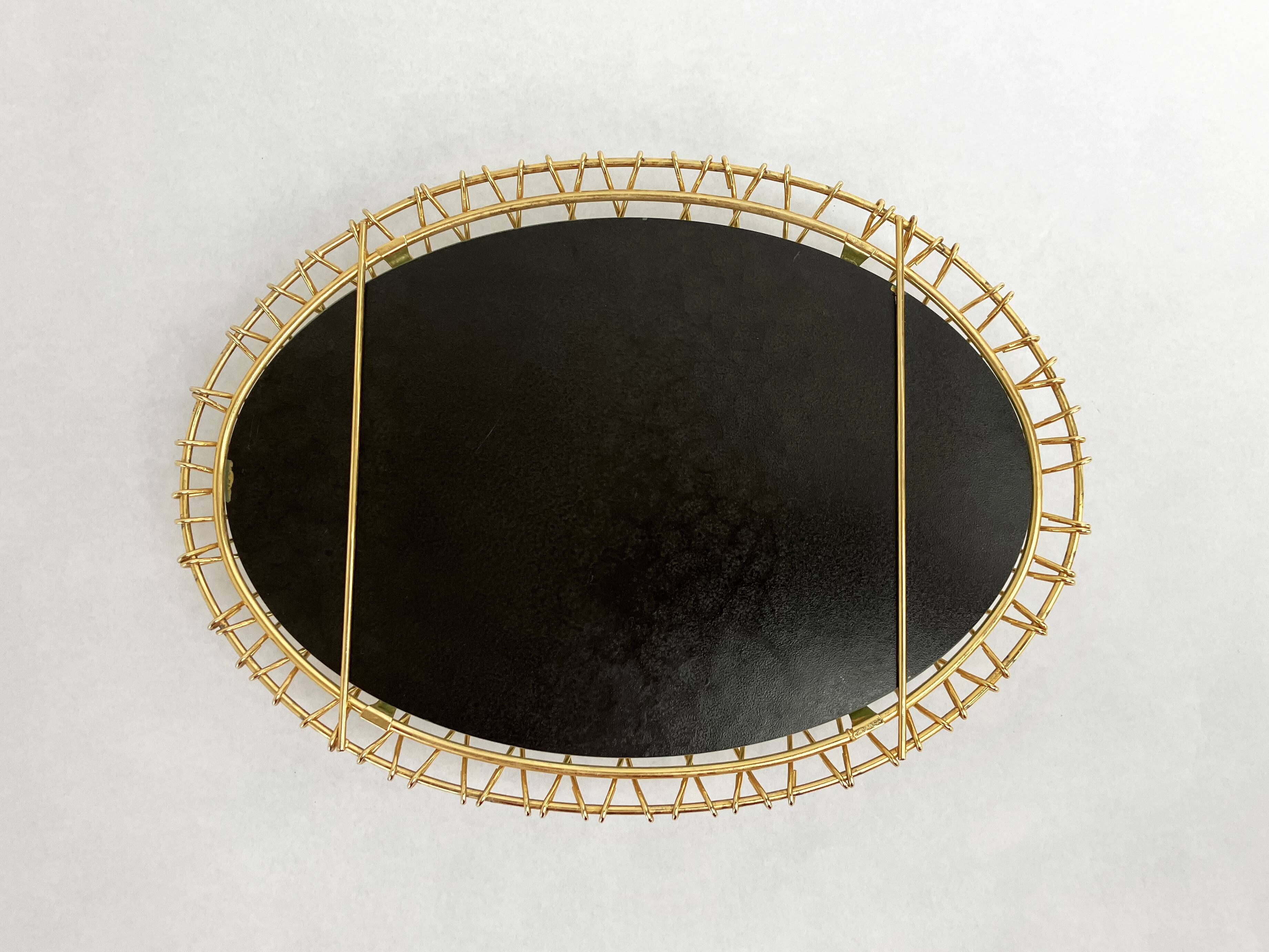 Erdecor Escaut retractable mirror tray • Gilded with fine gold • 1950