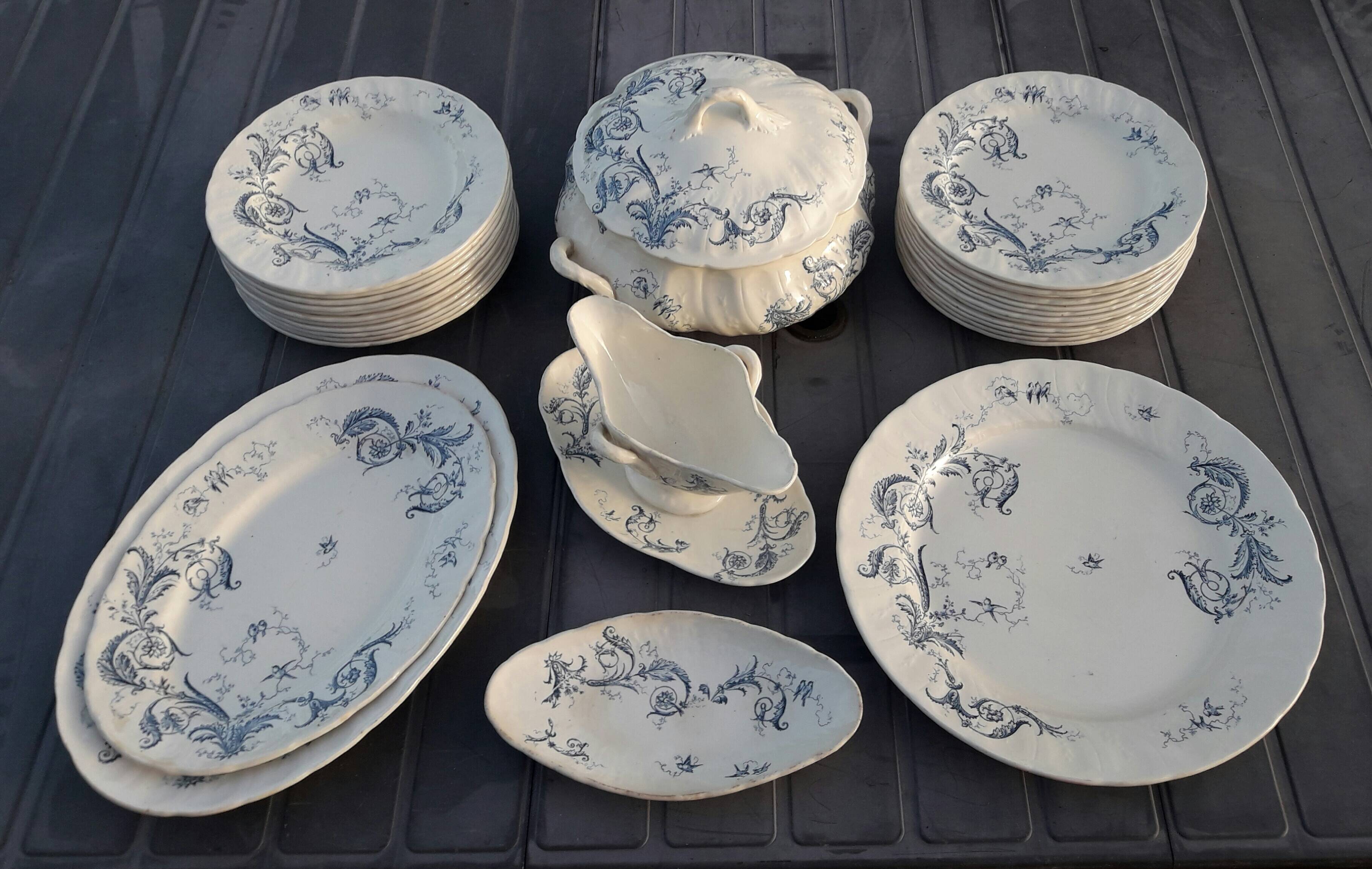 Service de vaisselle - 16 Pièces - Pour 4 personnes - Bleu