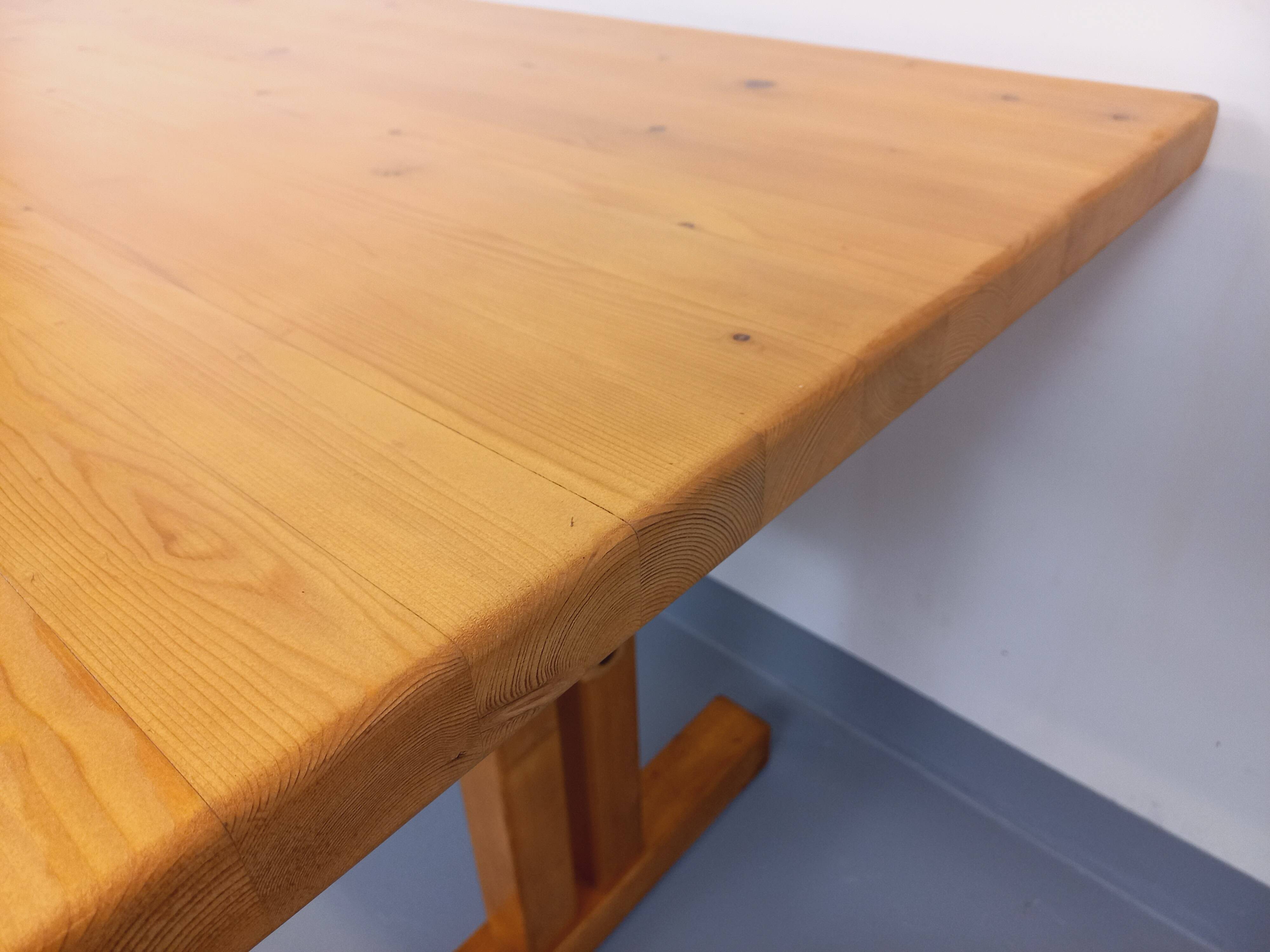 Charlotte Perriand Les Arcs vintage rectangular pine dining table from the 60s 70s