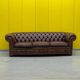 Chesterfield 3-seater sofa – Handmade brown leather